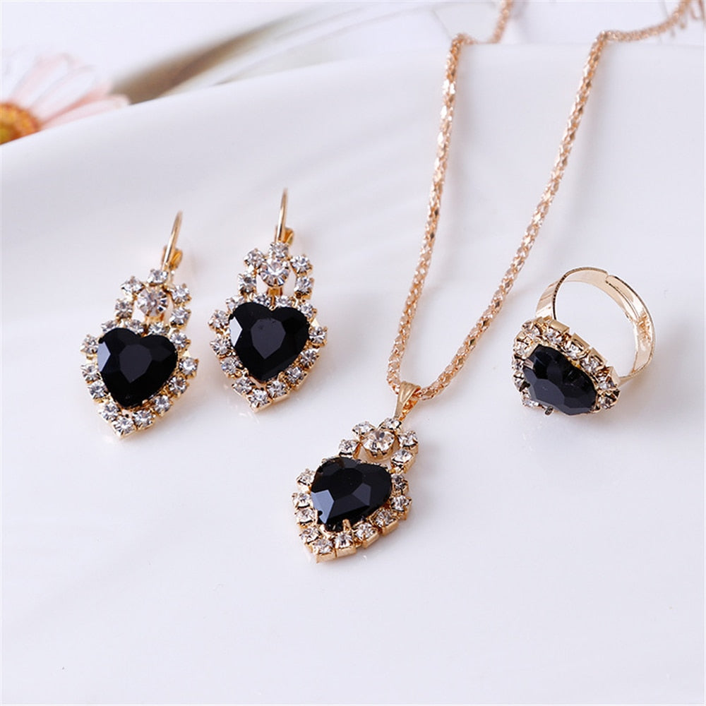 Peris Gems Double Heart Necklace Earrings Bracelet Jewelry Set SHEIN Amazon Temu