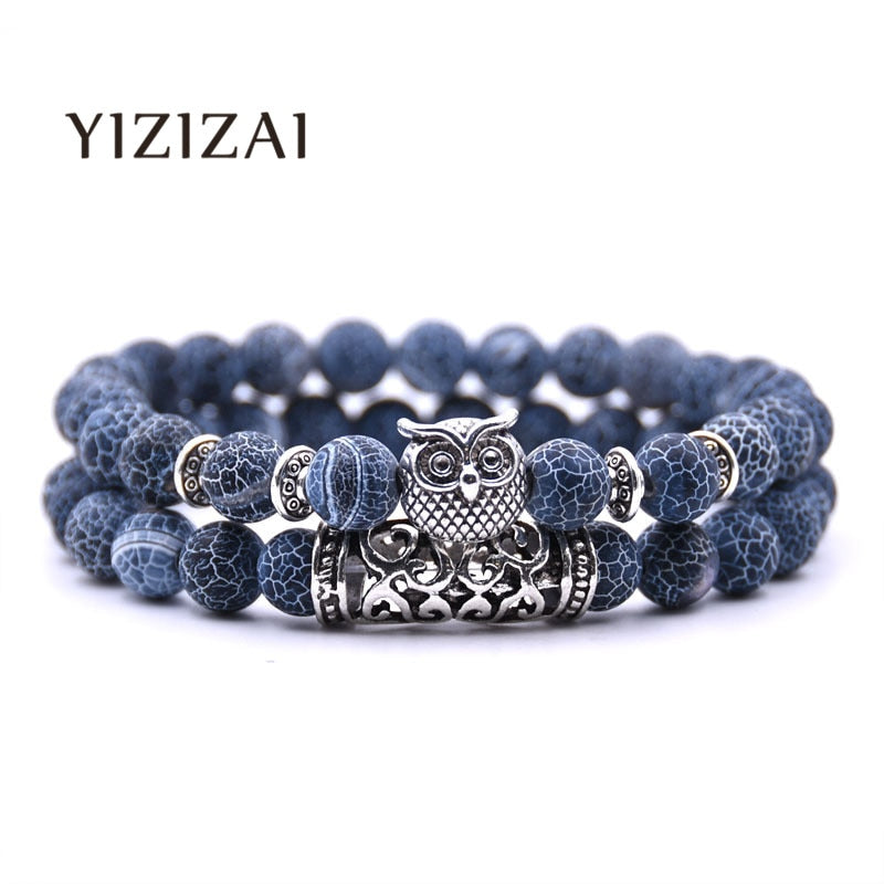 Peris Gems Double Layered Owl Stone Bracelets unisex | Yoga Chakra Bracelets Double Layered Owl Stone Bracelets unisex | Yoga Bracelets SHEIN Amazon Temu