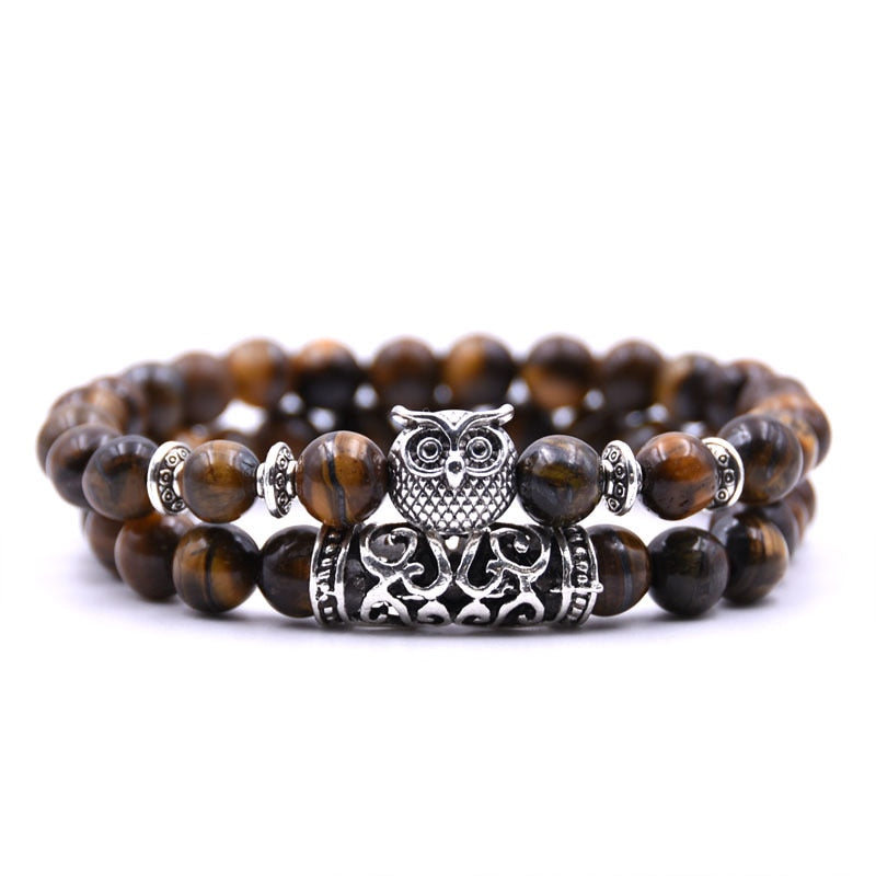 Peris Gems Double Layered Owl Stone Bracelets unisex | Yoga Chakra Bracelets Double Layered Owl Stone Bracelets unisex | Yoga Bracelets SHEIN Amazon Temu