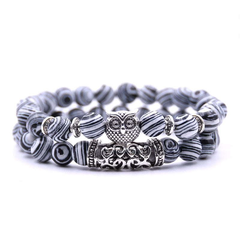 Peris Gems Double Layered Owl Stone Bracelets unisex | Yoga Chakra Bracelets Double Layered Owl Stone Bracelets unisex | Yoga Bracelets SHEIN Amazon Temu