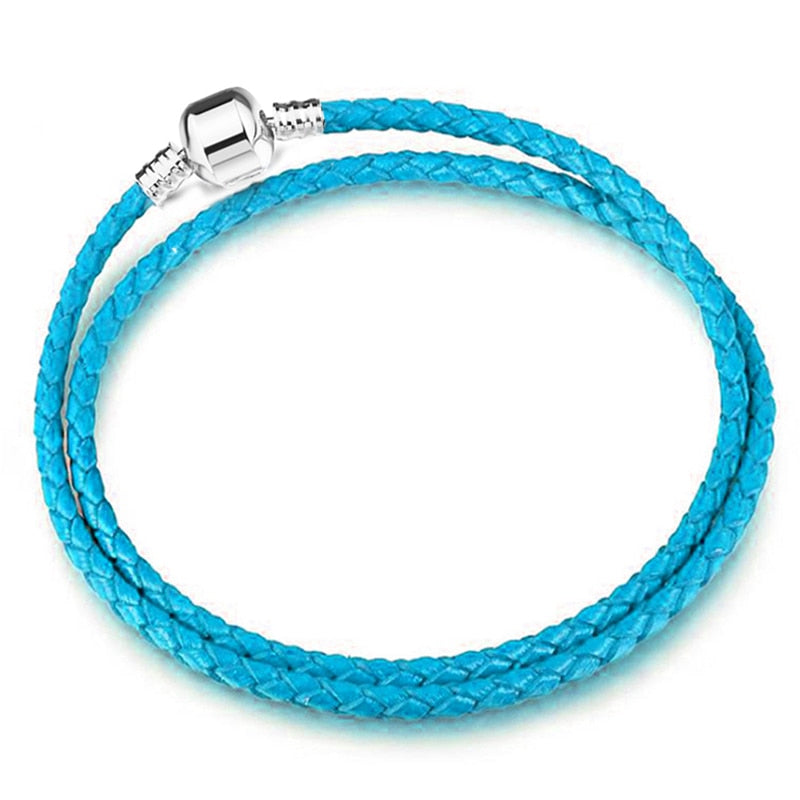 Peris Gems Double Light Blue / 16cm Silver Chain Charm Bracelets | Silver Love Bracelet SHEIN Amazon Temu