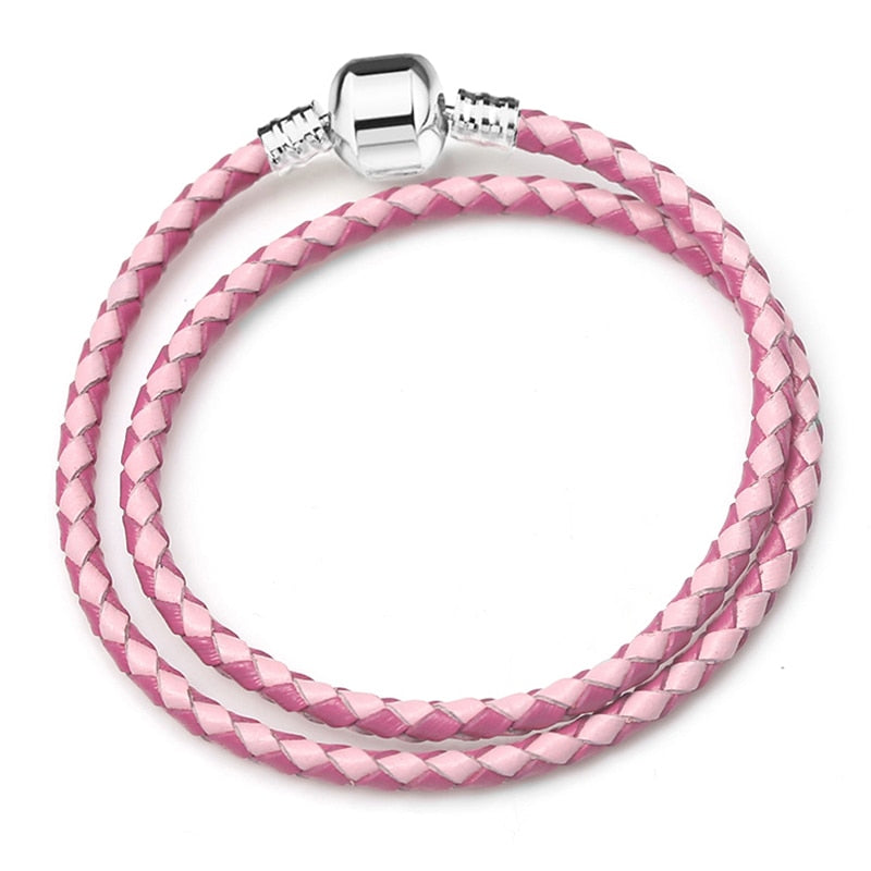 Peris Gems Double Pink / 16cm Silver Chain Charm Bracelets | Silver Love Bracelet SHEIN Amazon Temu