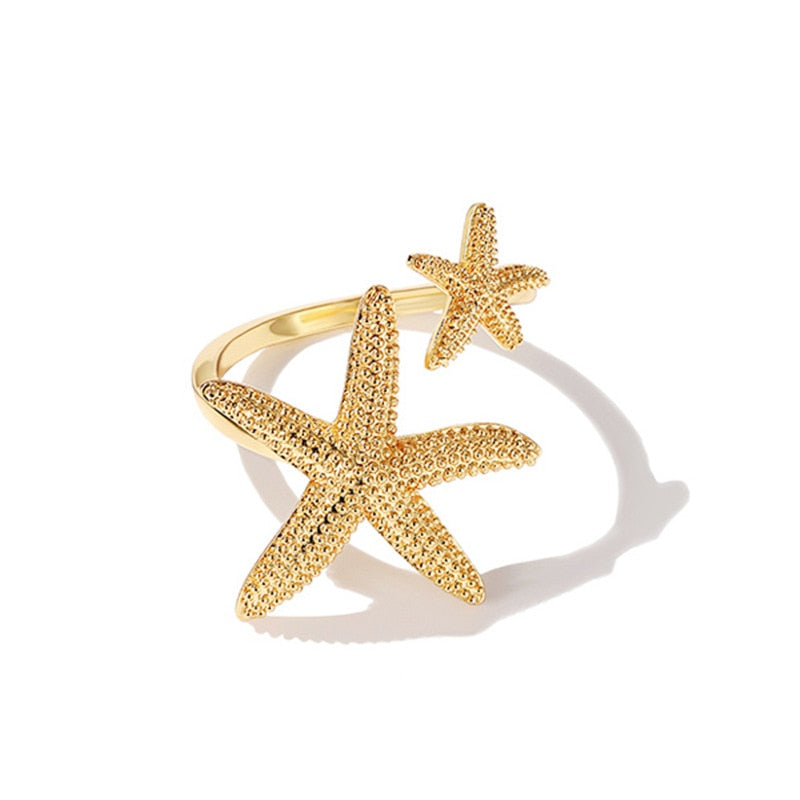 Peris Gems Double Starfish Open Rings for Women | Adjustable Gold and Silver Rings SHEIN Amazon Temu