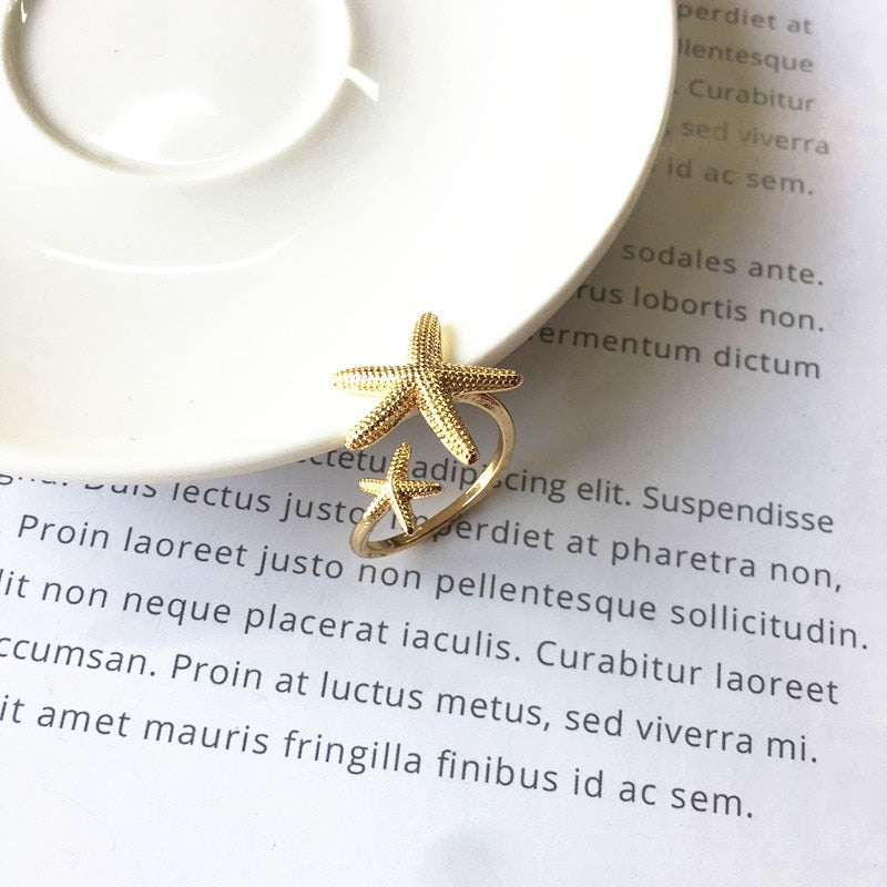 Peris Gems Double Starfish Open Rings for Women | Adjustable Gold and Silver Rings SHEIN Amazon Temu