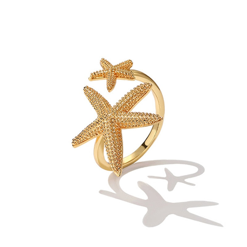 Peris Gems Double Starfish Open Rings for Women | Adjustable Gold and Silver Rings SHEIN Amazon Temu