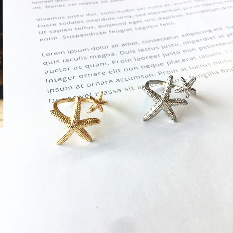 Peris Gems Double Starfish Open Rings for Women | Adjustable Gold and Silver Rings SHEIN Amazon Temu