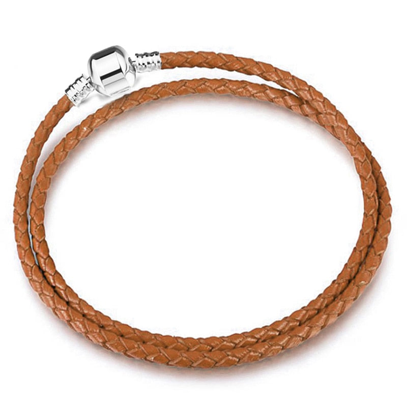 Peris Gems Double Tan Brown / 16cm Silver Chain Charm Bracelets | Silver Love Bracelet SHEIN Amazon Temu