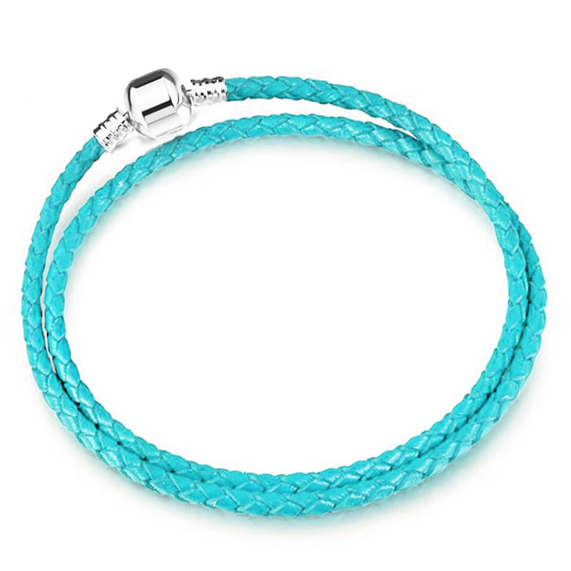 Peris Gems Double Turqouise / 16cm Silver Chain Charm Bracelets | Silver Love Bracelet SHEIN Amazon Temu