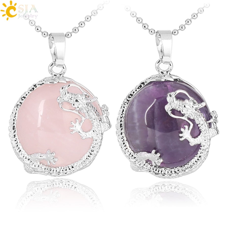 Peris Gems Dragon Pendant Necklace for Women | Silver Quartz Stone Necklace for Women SHEIN Amazon Temu