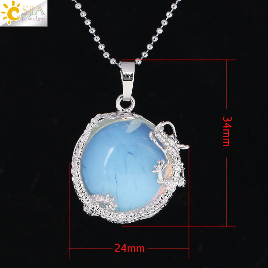 Peris Gems Dragon Pendant Necklace for Women | Silver Quartz Stone Necklace for Women SHEIN Amazon Temu