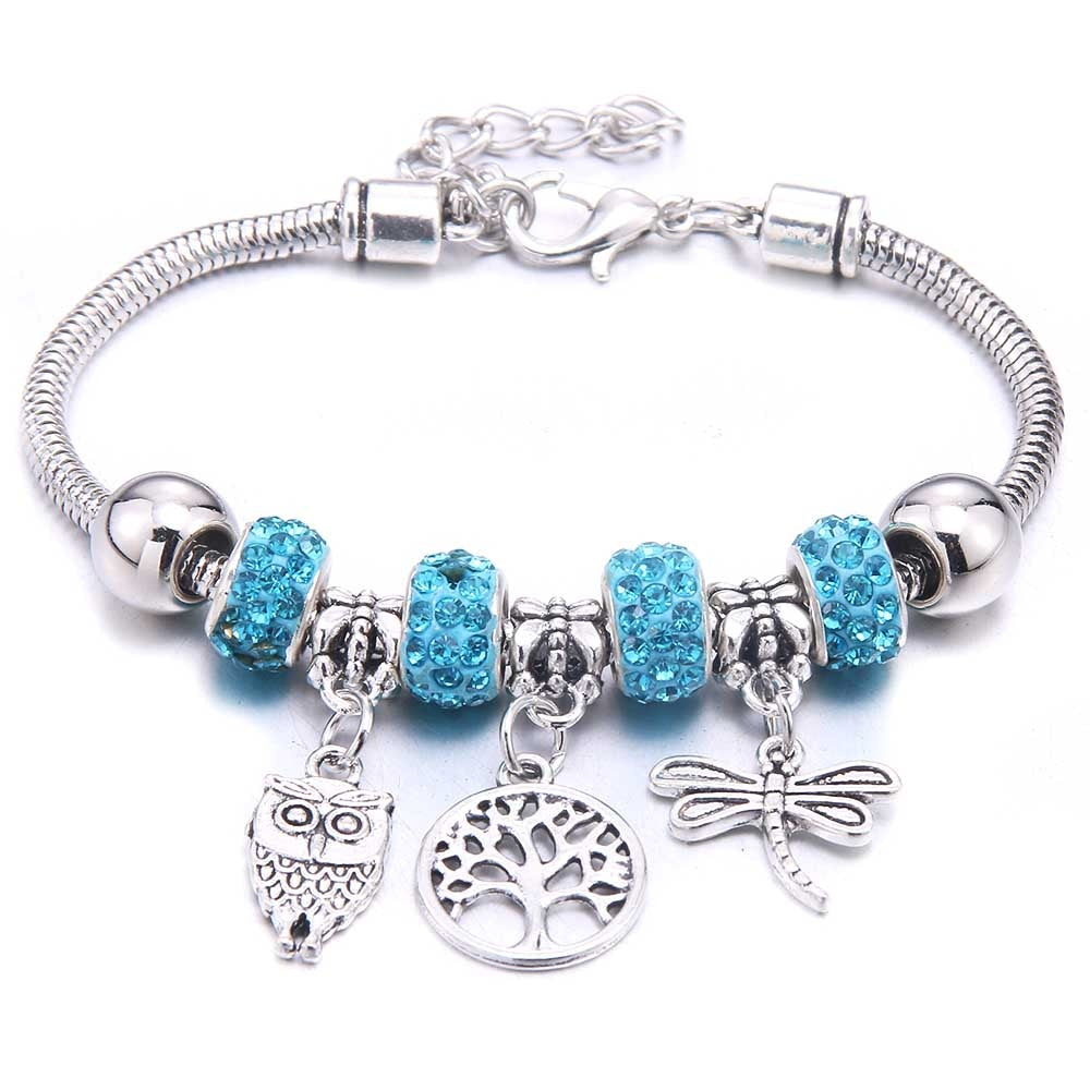 Peris Gems Dragonfly & Owl Pendants Crystal Charm Bracelets | Beads Bracelet for Women Dragonfly & Owl Pendants Crystal Charm Bracelets SHEIN Amazon Temu