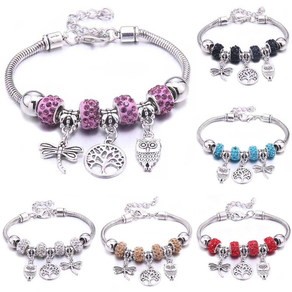 Peris Gems Dragonfly & Owl Pendants Crystal Charm Bracelets | Beads Bracelet for Women SHEIN Amazon Temu