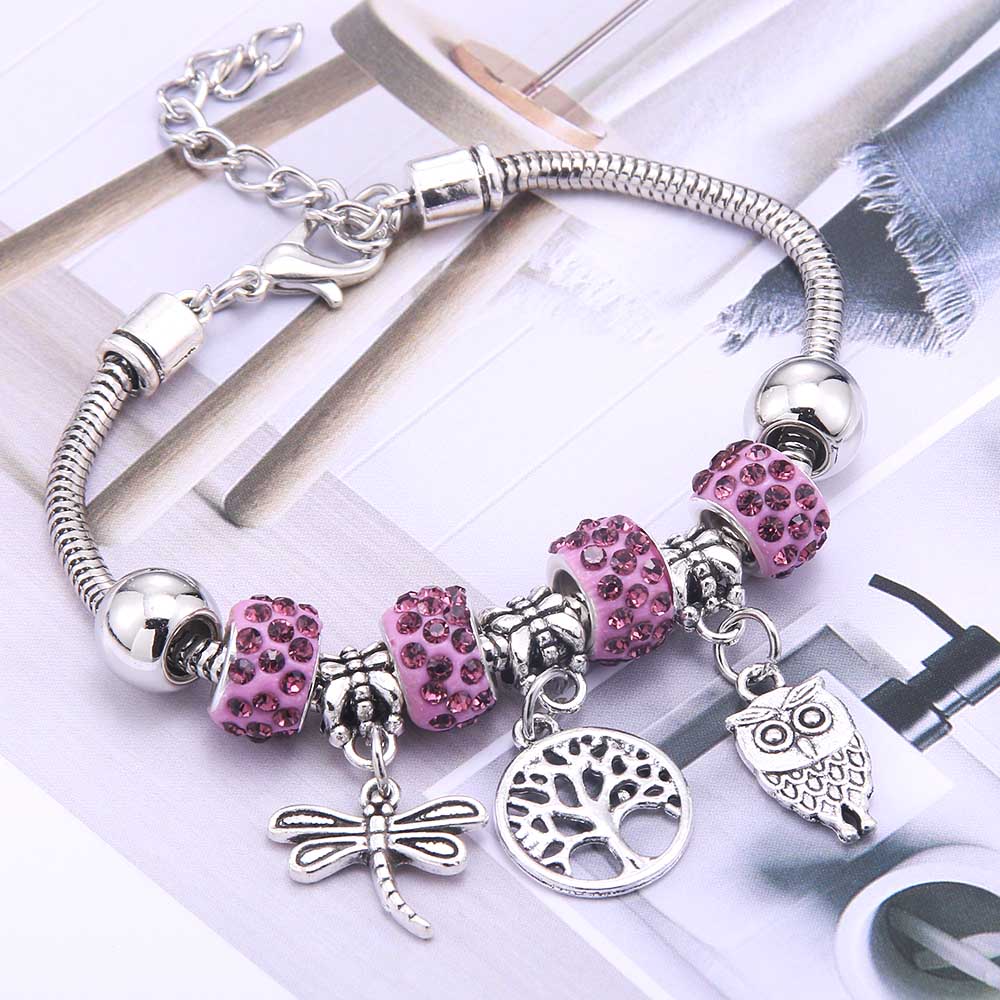 Peris Gems Dragonfly & Owl Pendants Crystal Charm Bracelets | Beads Bracelet for Women SHEIN Amazon Temu