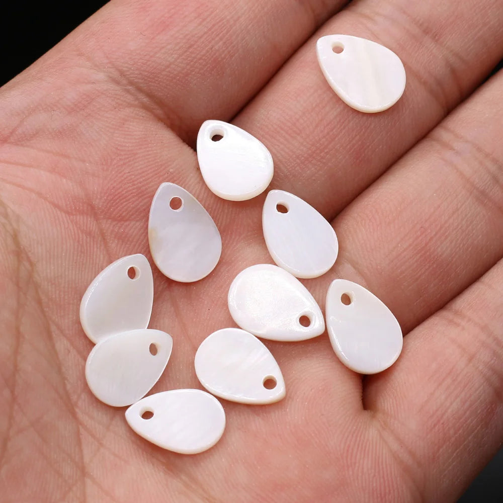 Peris Gems Drop 9x13mm 10pc Natural White Mother-of-pearl Shell Beads Heart Star Shape Shell Chip Bead for Necklace Earrings Jewelry Making Gifts SHEIN Amazon Temu