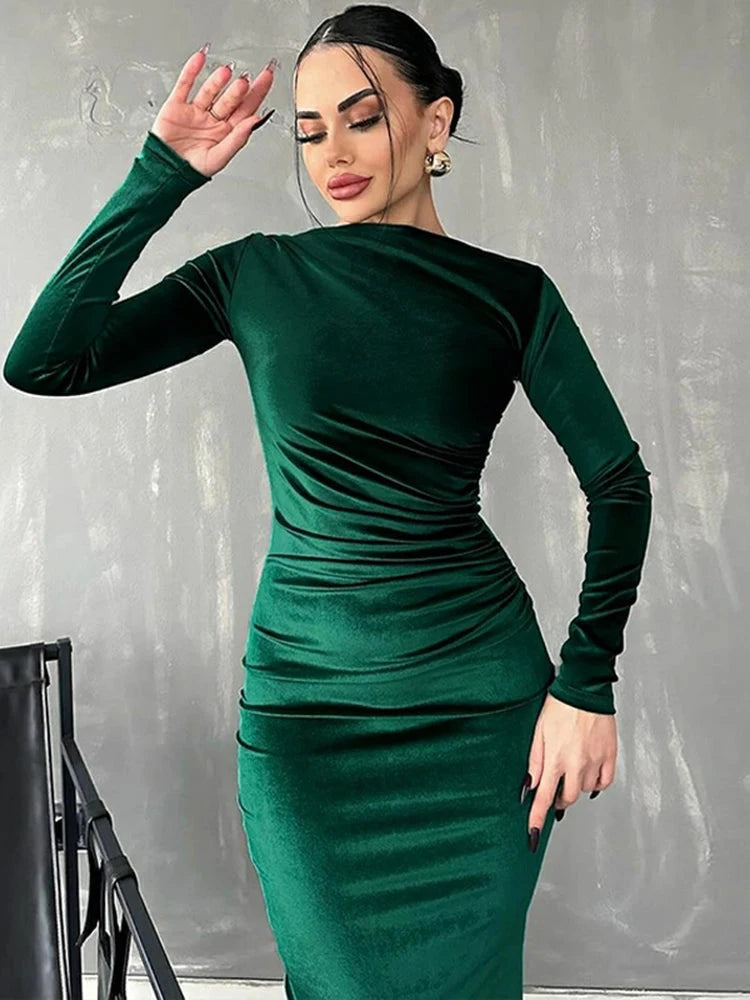 Peris Gems Dulzura 2024 Spring Summer Velvet Long Sleeve Midi Dress For Women Ruched Long Dress Elegant Party Clothes Evening Green Outfits Dulzura 2024 Spring Summer Velvet Long Sleeve Midi Dress For Women Ruched Long Dress Elegant Party Clothes Evening Green Outfits SHEIN Amazon Temu