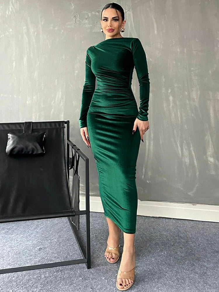 Peris Gems Dulzura 2024 Spring Summer Velvet Long Sleeve Midi Dress For Women Ruched Long Dress Elegant Party Clothes Evening Green Outfits Dulzura 2024 Spring Summer Velvet Long Sleeve Midi Dress For Women Ruched Long Dress Elegant Party Clothes Evening Green Outfits SHEIN Amazon Temu