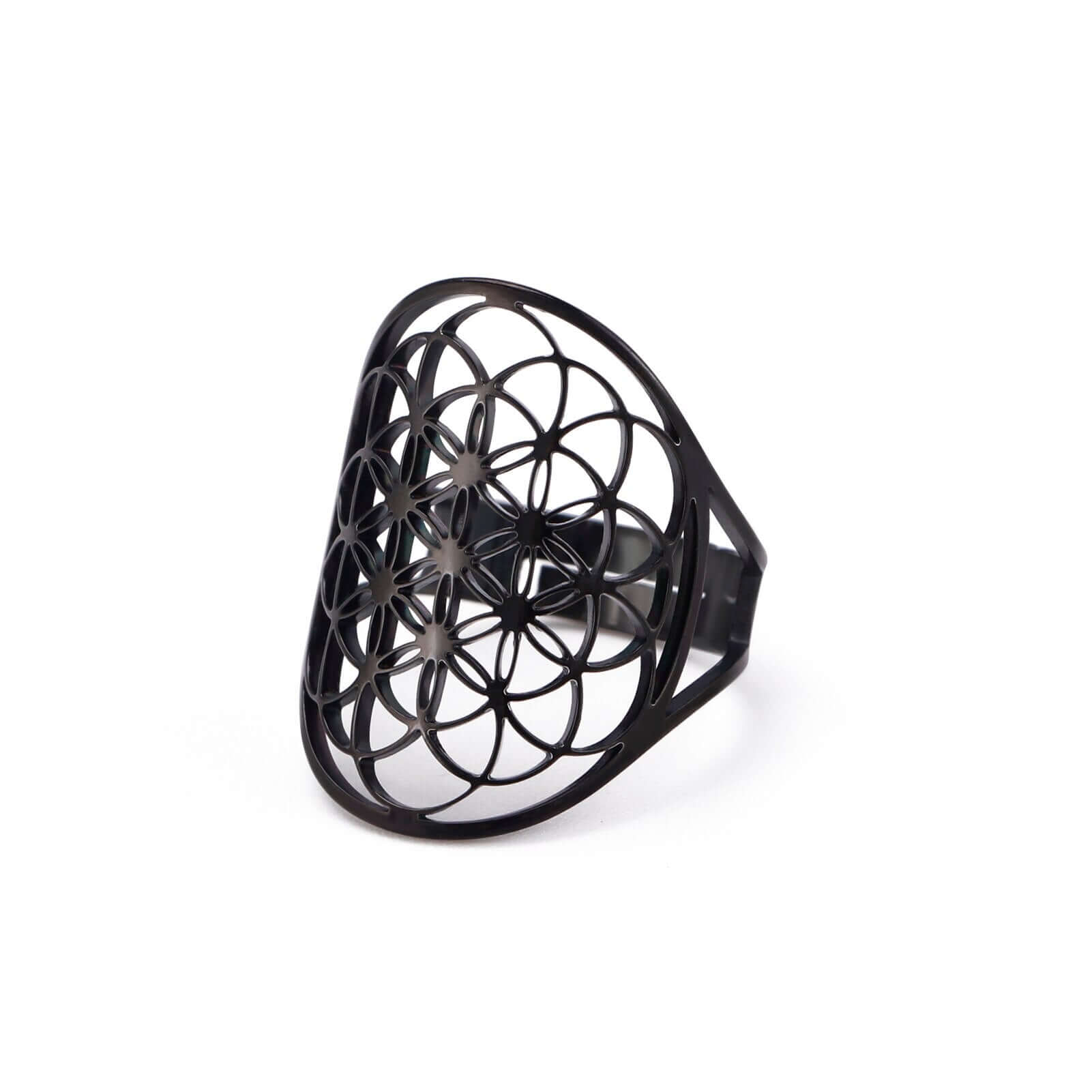 Peris Gems E - Black / Adjustable Adjustable Skyrim Flower of Life Stainless Amulet Ring for Women Adjustable Skyrim Flower of Life Stainless Amulet Ring SHEIN Amazon Temu