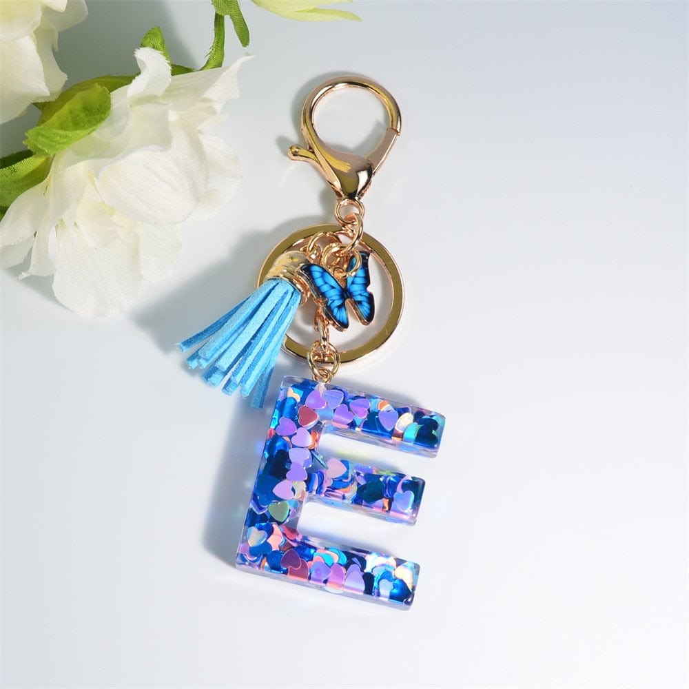 Peris Gems E Blue Acrylic Letter and Butterfly Keychain | Initial Keychains Blue Acrylic Letter and Butterfly Keychain Initial Keychains SHEIN Amazon Temu