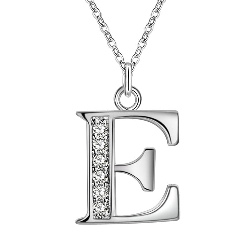 Peris Gems E Initial Letter Silver Diamond Necklaces | Elegant Unisex Initial Necklace SHEIN Amazon Temu
