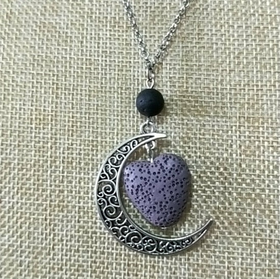 Peris Gems E Lava Stone Moon Necklace Unisex | Silver Crescent Moon SHEIN Amazon Temu