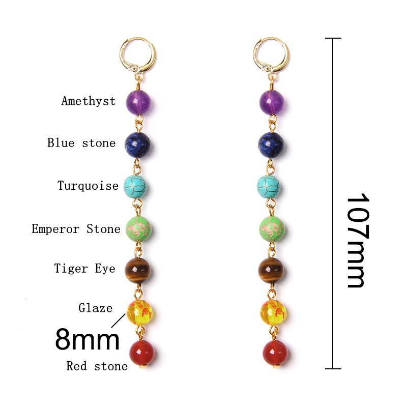 Peris Gems Ear clip 1 Rainbow 7 Chakra Stone Tassel Earrings for Women SHEIN Amazon Temu