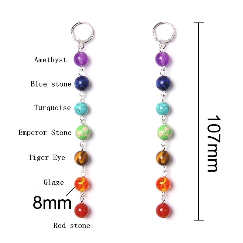 Peris Gems Ear clip Rainbow 7 Chakra Stone Tassel Earrings for Women SHEIN Amazon Temu