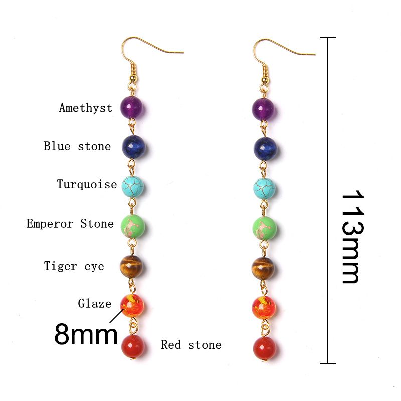 Peris Gems Ear hook 1 Rainbow 7 Chakra Stone Tassel Earrings for Women SHEIN Amazon Temu