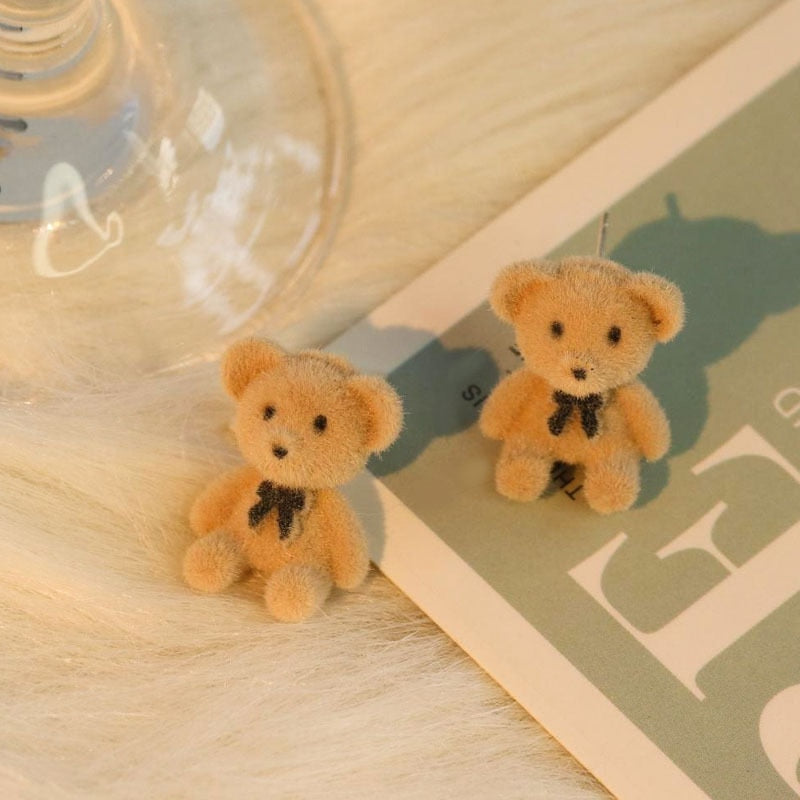 Peris Gems earring-4 Plush Bear Pendant Necklace for Women | Bear Necklace Earrings and Ring Plush Bear Earrings Ring and Necklace for Women SHEIN Amazon Temu