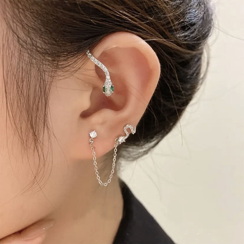 Peris Gems EJ77 Silver Left Ear Snake Ear Clip Cuff for Women | Silver Gold Diamond Earrings for Women SHEIN Amazon Temu