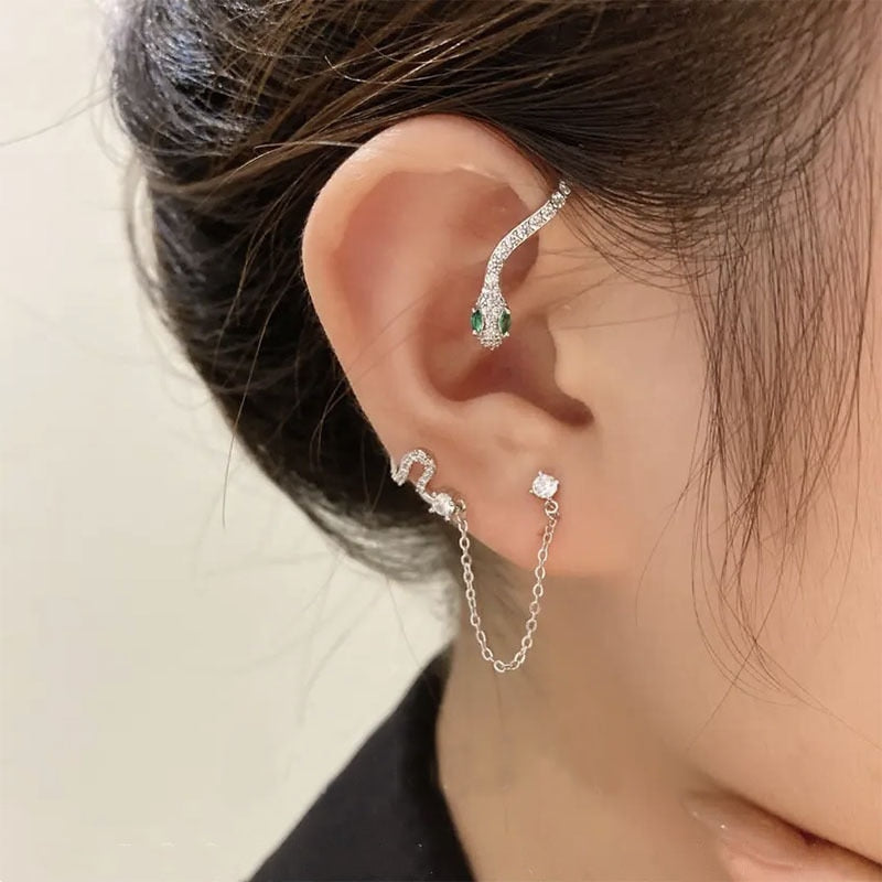 Peris Gems EJ78Silver Right Ear Snake Ear Clip Cuff for Women | Silver Gold Diamond Earrings for Women SHEIN Amazon Temu