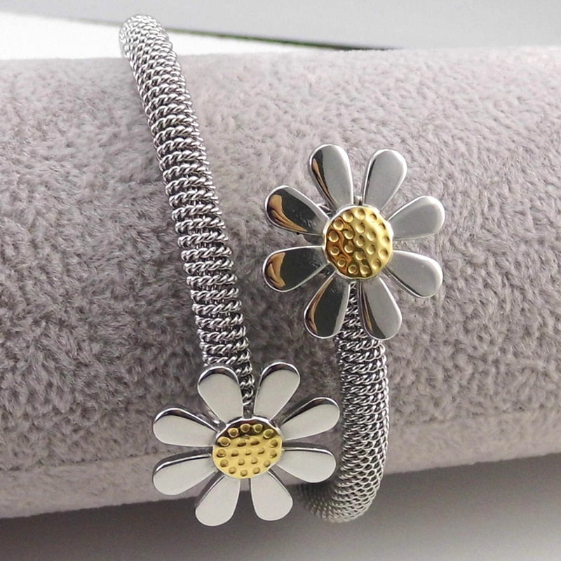 Peris Gems Elastic Daisy Flower Bracelet for Women | Stainless Steel SHEIN Amazon Temu