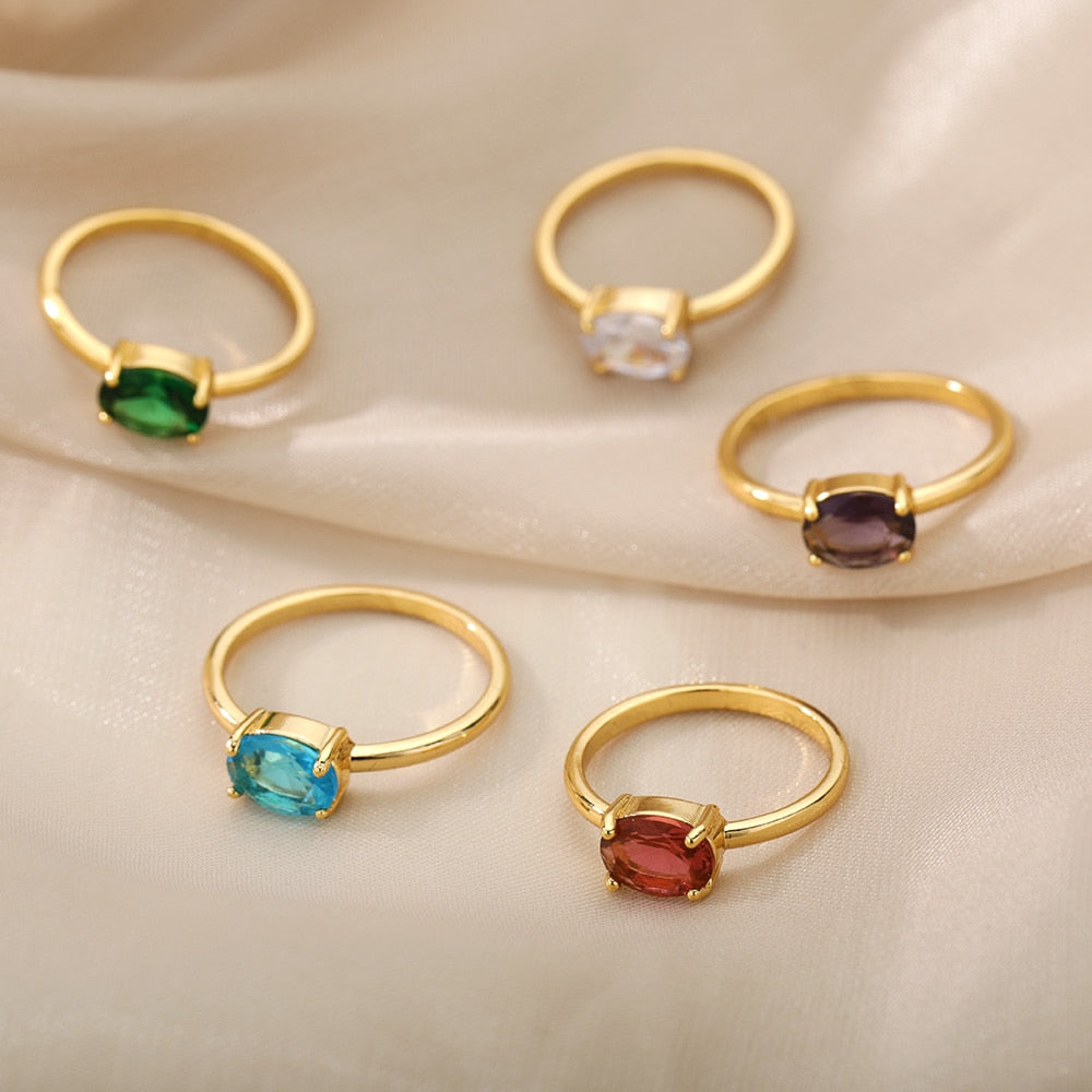 Peris Gems Elegant Birthstone Rings - Stainless Steel 12 Birthstone Rings SHEIN Amazon Temu