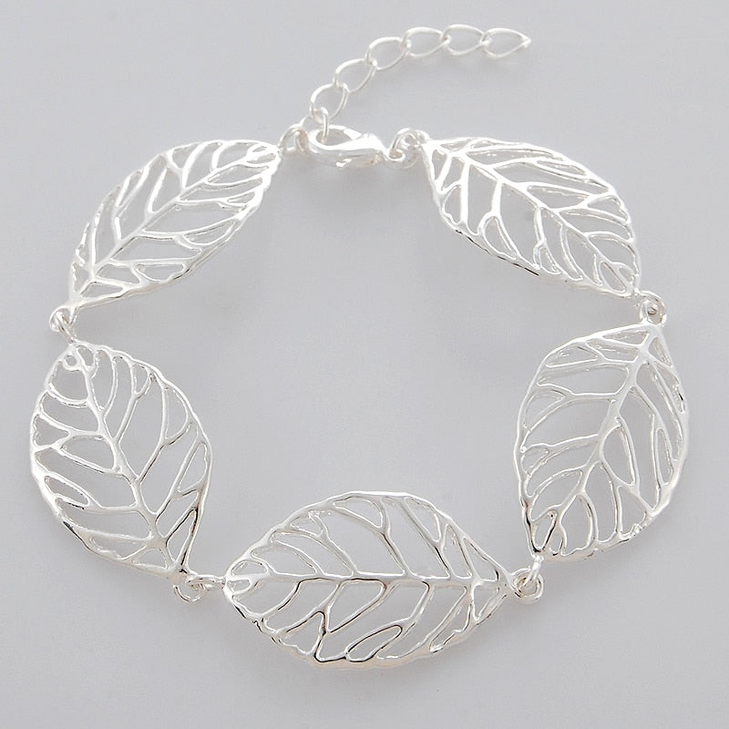 Peris Gems Elegant Hollow Silver Leaf Charm Bracelet for Women SHEIN Amazon Temu