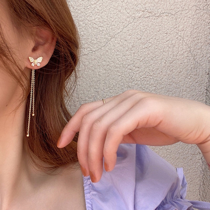 Peris Gems Elegant Long Tassel Earrings for Women | Gold Silver Diamond Earrings SHEIN Amazon Temu