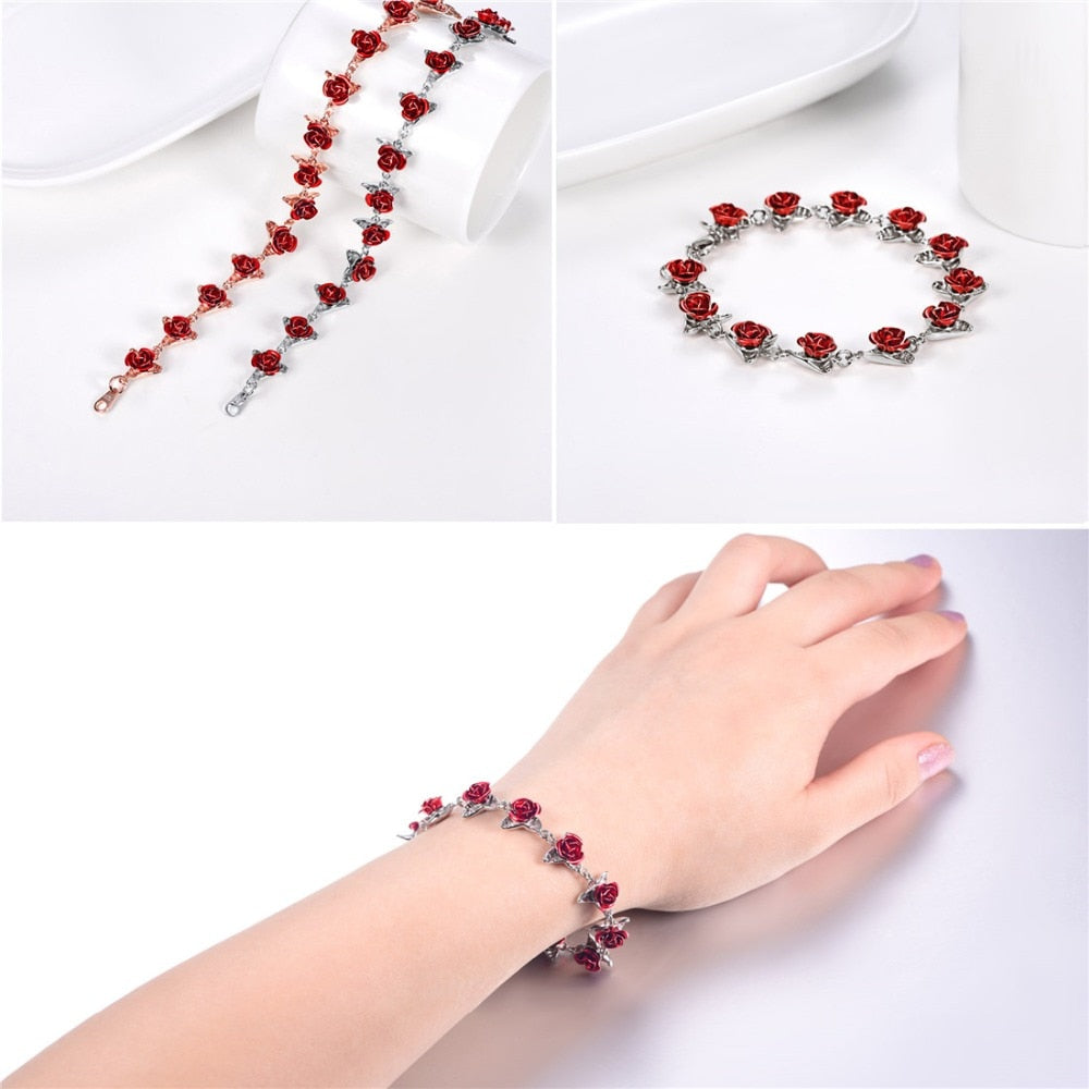 Peris Gems Elegant Rose Flower Link Bracelet for Women | Romantic Flower Jewelry Elegant Rose Flower Link Bracelet for Women Romantic Flower SHEIN Amazon Temu
