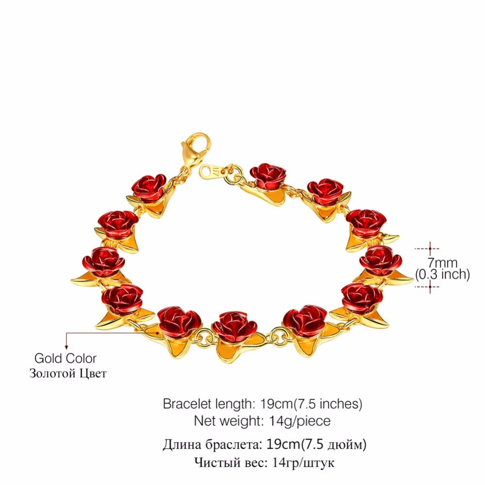 Peris Gems Elegant Rose Flower Link Bracelet for Women | Romantic Flower Jewelry Elegant Rose Flower Link Bracelet for Women Romantic Flower SHEIN Amazon Temu