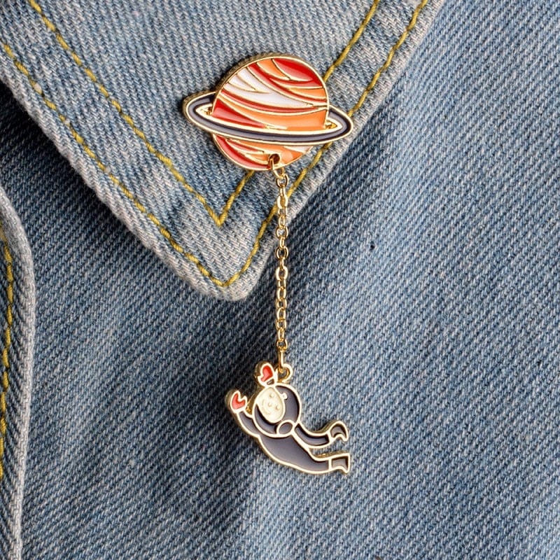 Peris Gems Enamel Celestial Astronaut Planet Brooch Badges Unisex SHEIN Amazon Temu