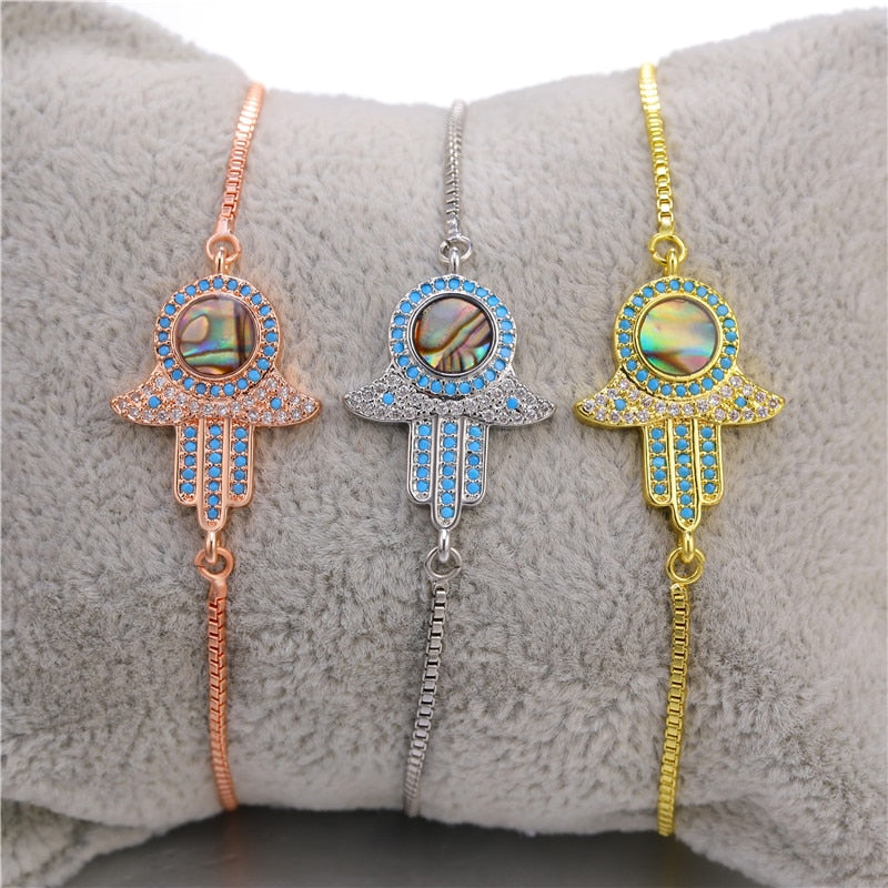 Peris Gems Enamel Hollow Hamsa Hand Evil Eye Bracelets Unisex SHEIN Amazon Temu