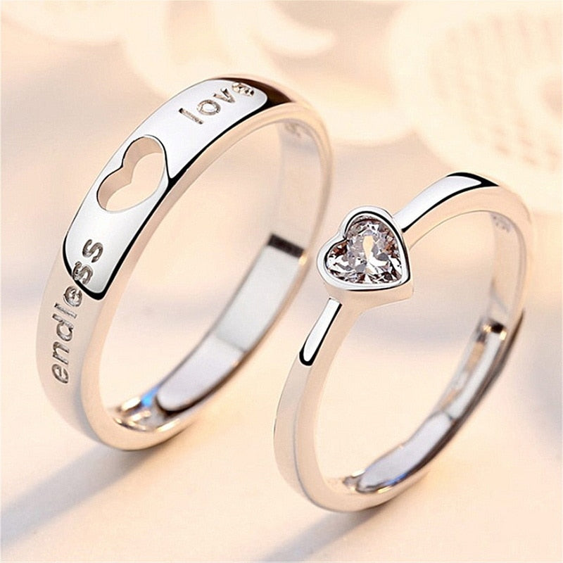 Peris Gems "Endless Love" Matching Heart Couple Rings Set | Forever Endless Love Wedding Jewelry SHEIN Amazon Temu
