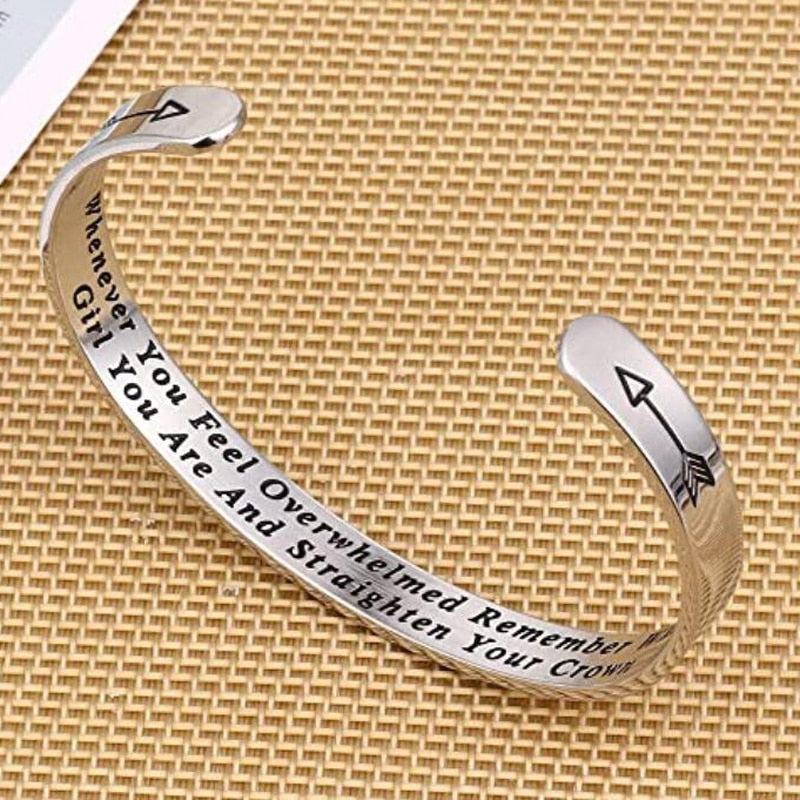 Peris Gems Engraved Inspirational Bangle Bracelet | Straighten Your Crown Inspirational Jewelry SHEIN Amazon Temu