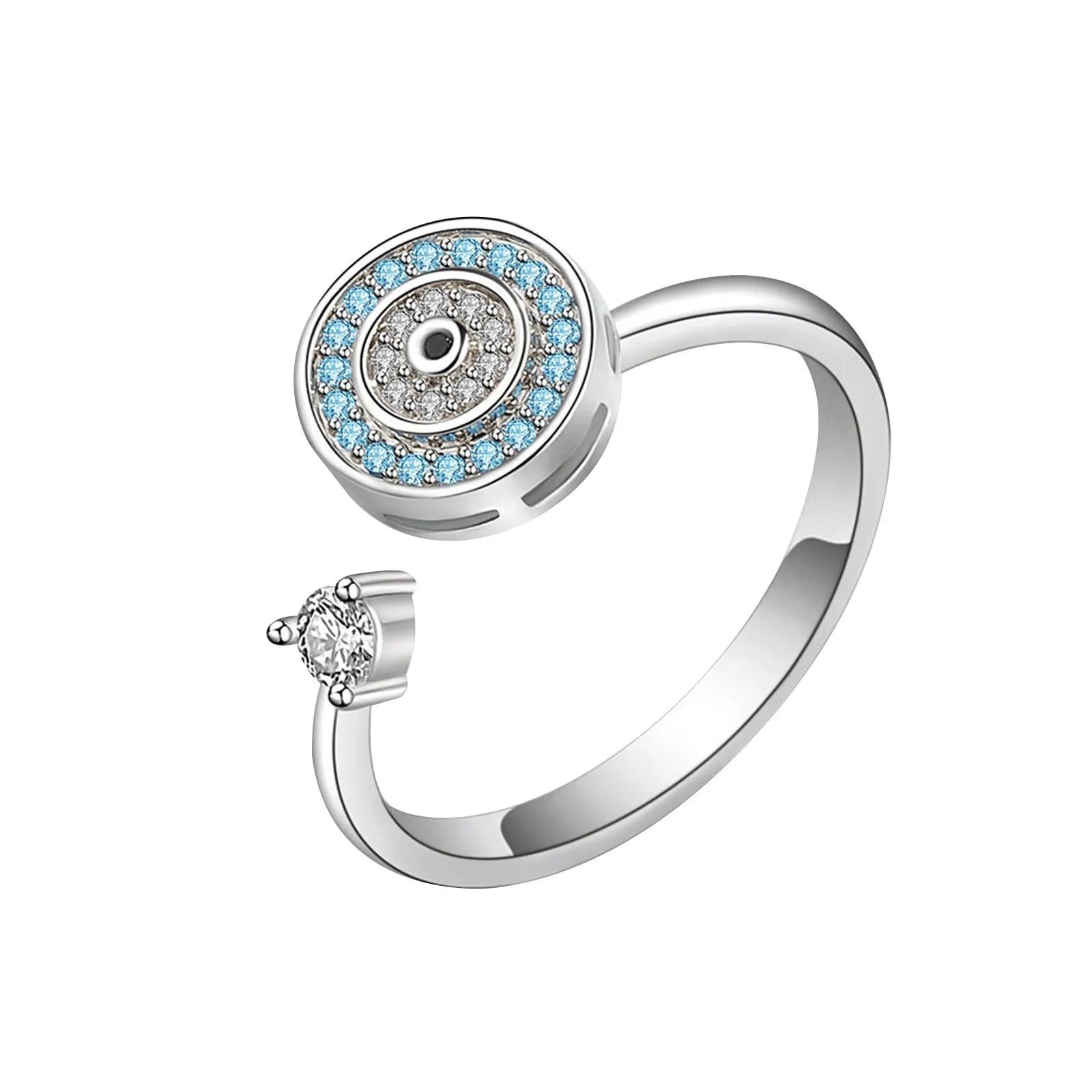 Peris Gems Evil Eye SilverRound / resizable 10mm Anxiety Rings For Women Y2k Jewelry Rings Butterfly Daisy Bead Anti Stress Fidget Spinner Rings For Teens 2024 Aesthetic SHEIN Amazon Temu