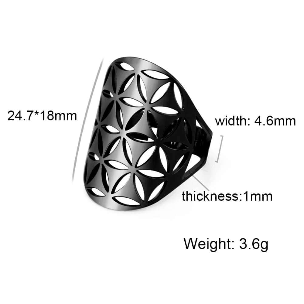 Peris Gems F - Black / Adjustable Adjustable Skyrim Flower of Life Stainless Amulet Ring for Women Adjustable Skyrim Flower of Life Stainless Amulet Ring SHEIN Amazon Temu