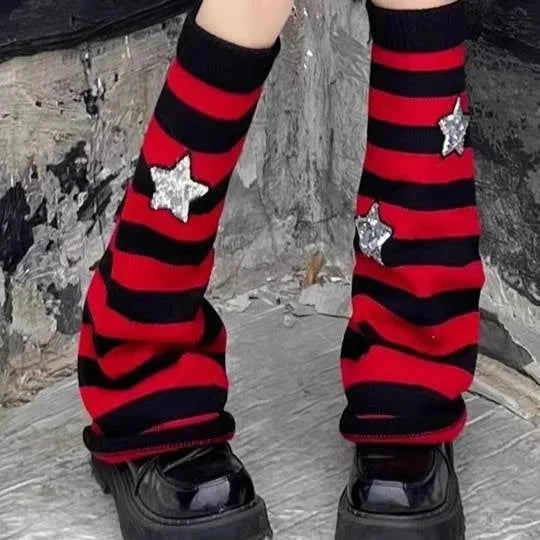 Peris Gems F red / One Size Y2K Punk Knitted Leg Warmers Star Gothic Cross Harajuku Women Heart Two Side Wear Loose Fit Leg Covers Sock JK Thigh High Lolita Y2K Punk Knitted Leg Warmers Star Gothic Cross Harajuku Women Heart Two Side Wear Loose Fit Leg Covers Sock JK Thigh High Lolita SHEIN Amazon Temu