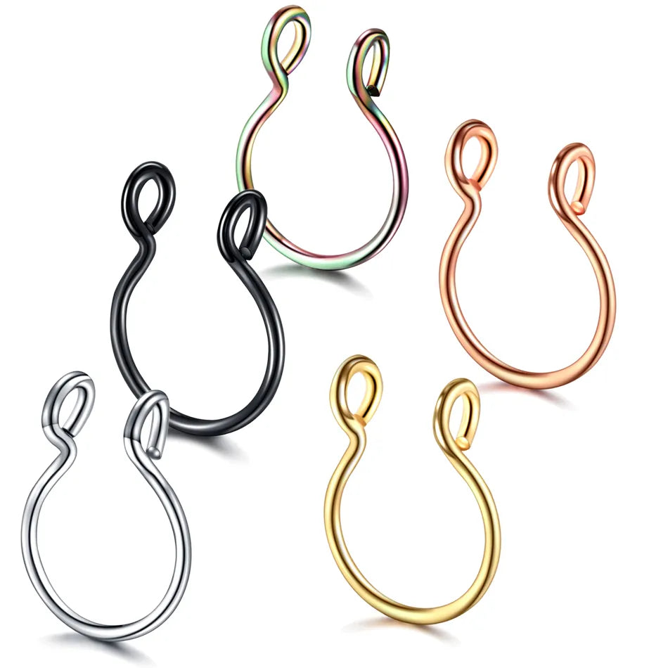 Peris Gems Fake Clip On Septum Hoop Piercing Rings 1Pc SHEIN Amazon Temu