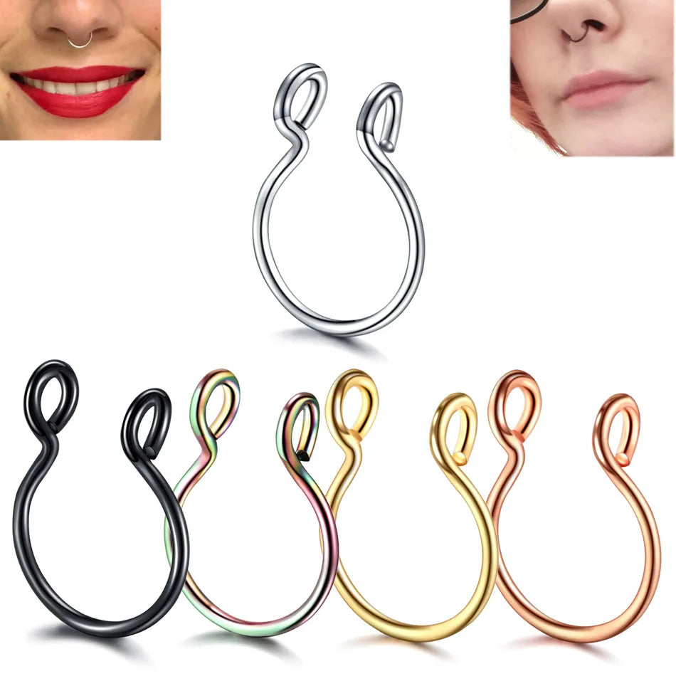 Peris Gems Fake Clip On Septum Hoop Piercing Rings 1Pc SHEIN Amazon Temu