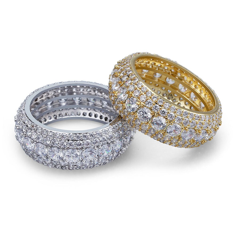 Peris Gems Five-Row CZ Diamond Ring for Women | Gold Silver Wedding Ring Five-Row CZ Diamond Ring for Women| Gold Silver Wedding Ring SHEIN Amazon Temu