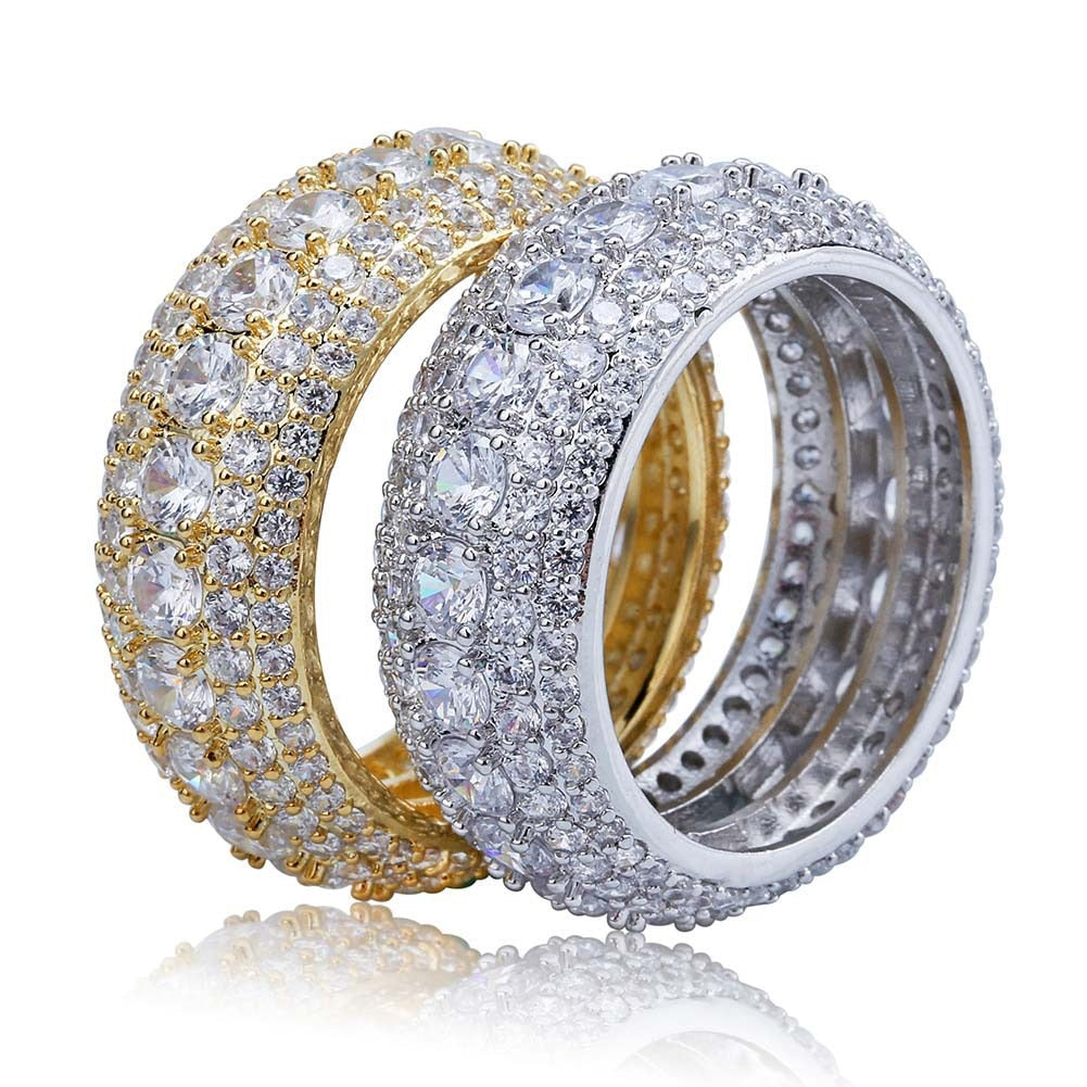 Peris Gems Five-Row CZ Diamond Ring for Women | Gold Silver Wedding Ring Five-Row CZ Diamond Ring for Women| Gold Silver Wedding Ring SHEIN Amazon Temu