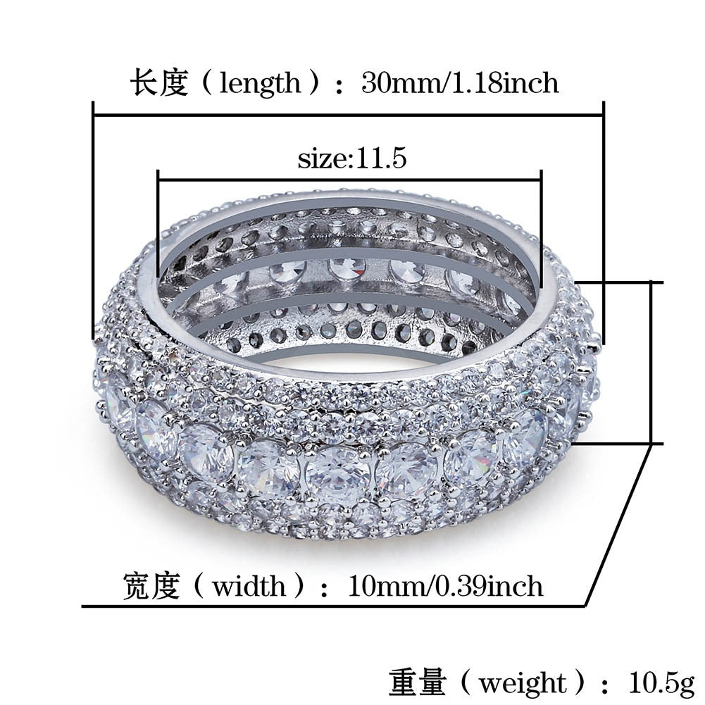 Peris Gems Five-Row CZ Diamond Ring for Women | Gold Silver Wedding Ring Five-Row CZ Diamond Ring for Women| Gold Silver Wedding Ring SHEIN Amazon Temu