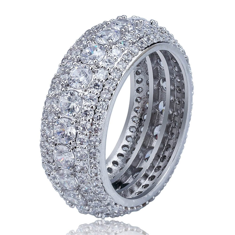 Peris Gems Five-Row CZ Diamond Ring for Women | Gold Silver Wedding Ring Five-Row CZ Diamond Ring for Women| Gold Silver Wedding Ring SHEIN Amazon Temu