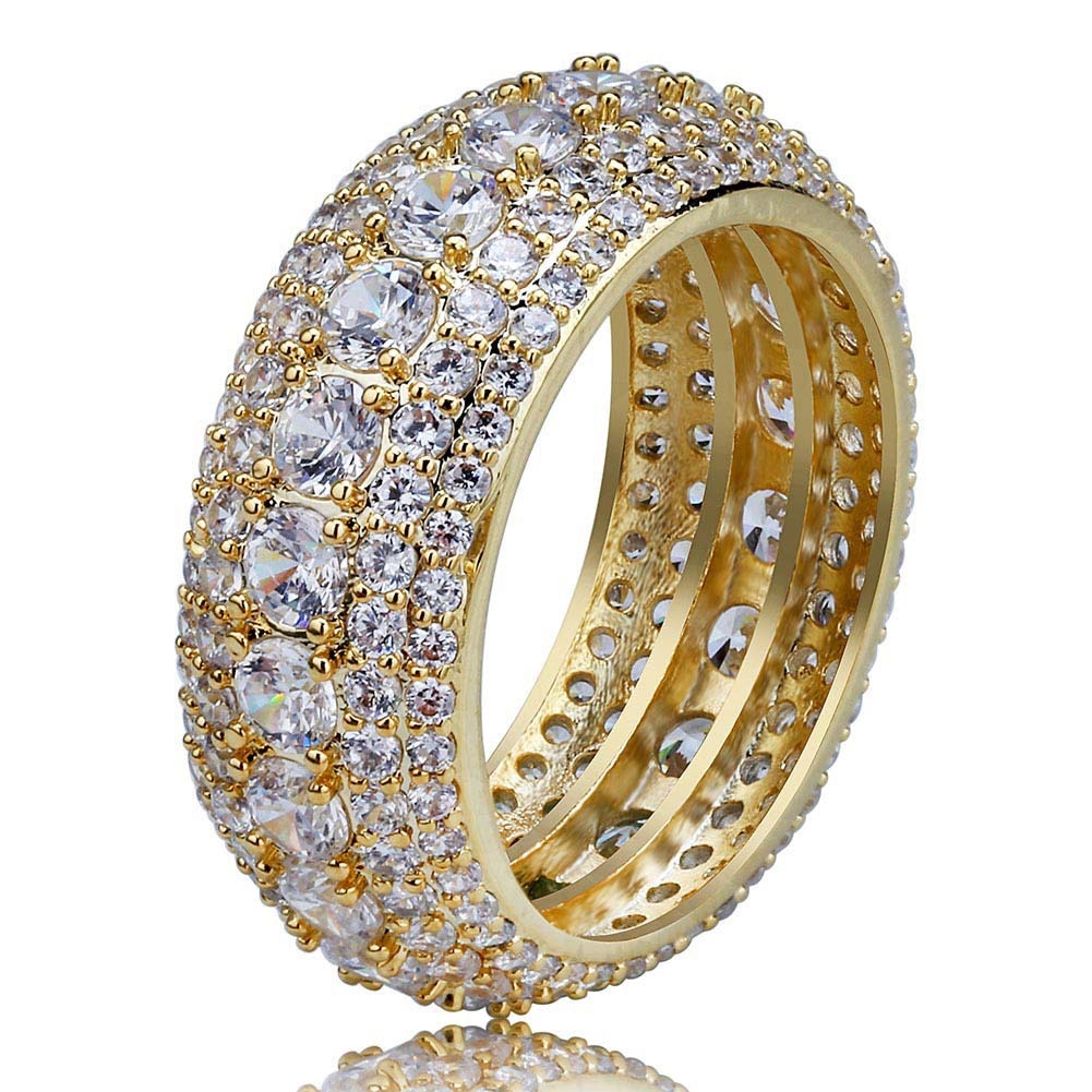 Peris Gems Five-Row CZ Diamond Ring for Women | Gold Silver Wedding Ring Five-Row CZ Diamond Ring for Women| Gold Silver Wedding Ring SHEIN Amazon Temu